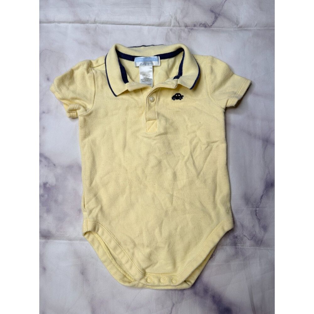 Janie and Jack Yellow Car Polo Bodysuit 12-18M